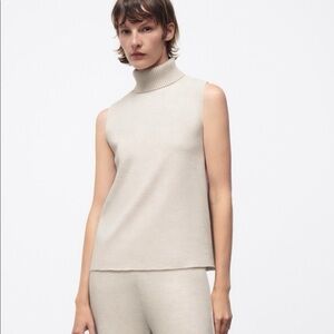 Zara Knit Mockneck Top and Pants Cream Matching Set